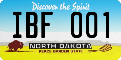 ND license plate IBF001