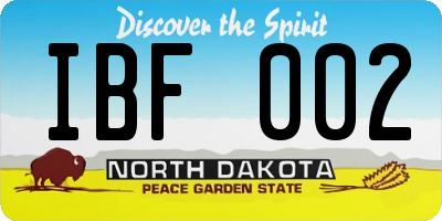 ND license plate IBF002