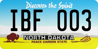 ND license plate IBF003