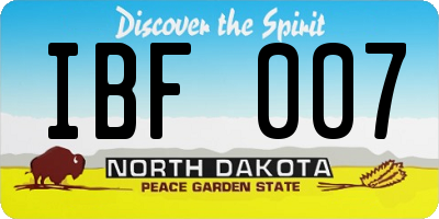 ND license plate IBF007