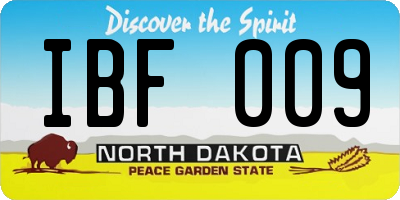 ND license plate IBF009