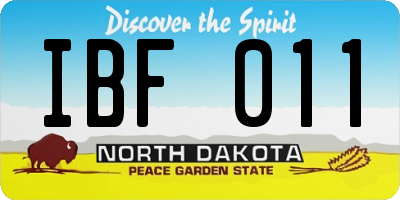 ND license plate IBF011