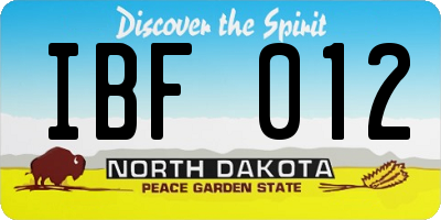 ND license plate IBF012