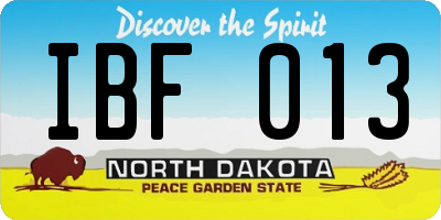 ND license plate IBF013