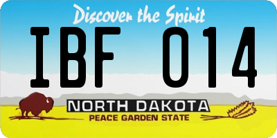ND license plate IBF014