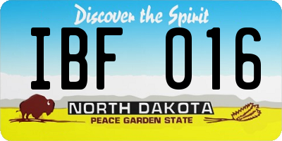 ND license plate IBF016