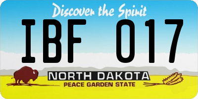 ND license plate IBF017