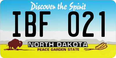 ND license plate IBF021