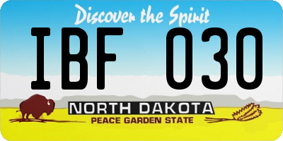 ND license plate IBF030