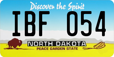 ND license plate IBF054
