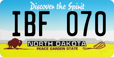 ND license plate IBF070