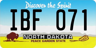 ND license plate IBF071