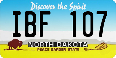 ND license plate IBF107