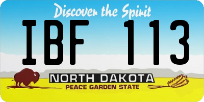 ND license plate IBF113