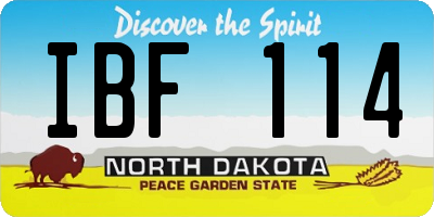 ND license plate IBF114