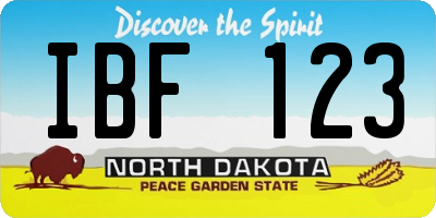 ND license plate IBF123