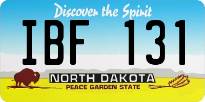 ND license plate IBF131