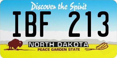ND license plate IBF213