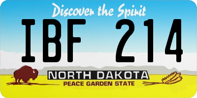 ND license plate IBF214