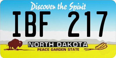 ND license plate IBF217