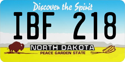ND license plate IBF218