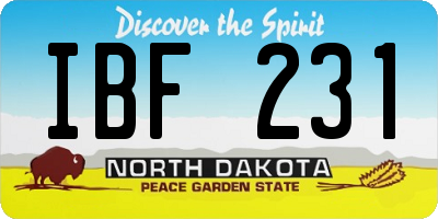ND license plate IBF231