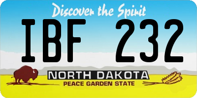 ND license plate IBF232