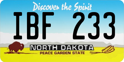 ND license plate IBF233