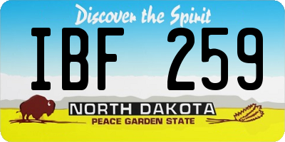 ND license plate IBF259