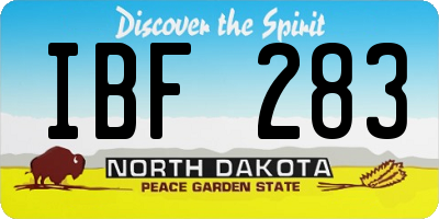 ND license plate IBF283