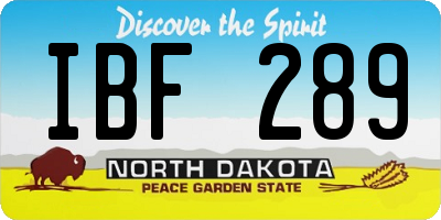 ND license plate IBF289