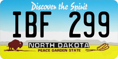 ND license plate IBF299