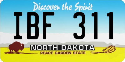 ND license plate IBF311