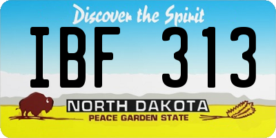 ND license plate IBF313