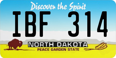 ND license plate IBF314