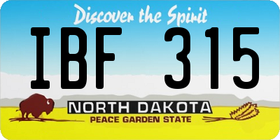 ND license plate IBF315