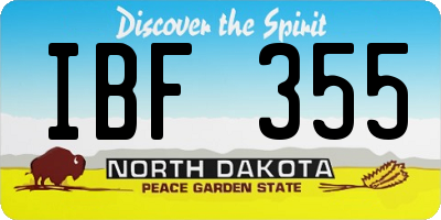 ND license plate IBF355