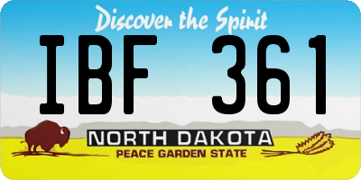 ND license plate IBF361