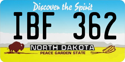 ND license plate IBF362