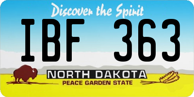 ND license plate IBF363