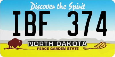 ND license plate IBF374
