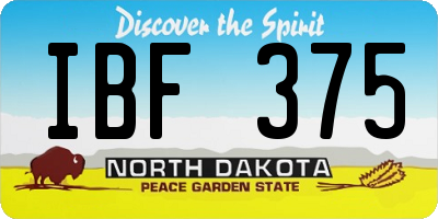 ND license plate IBF375