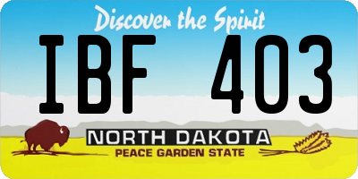 ND license plate IBF403