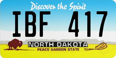 ND license plate IBF417