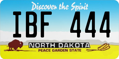 ND license plate IBF444