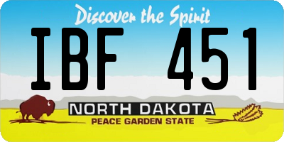ND license plate IBF451