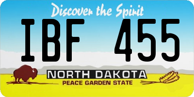 ND license plate IBF455