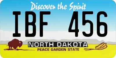 ND license plate IBF456