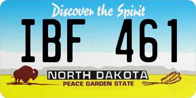 ND license plate IBF461