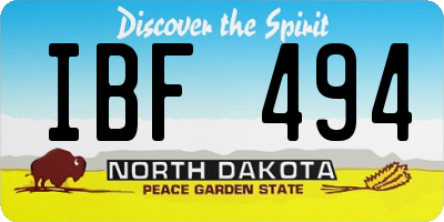 ND license plate IBF494